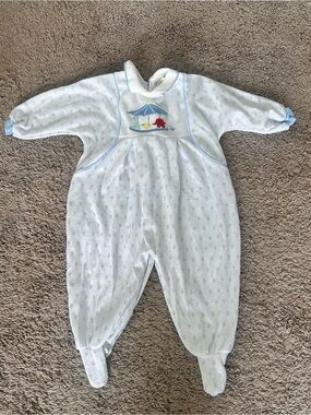 Baby Dior Designer Cozy Light Blue Baby One-Piece Footed Sleeper Large 18-25 lbs